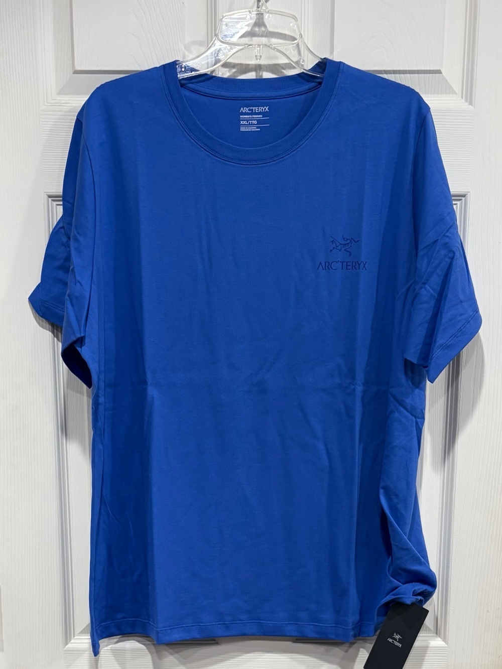 Arc’teryx Women's XXL Kragg SL Cotton Emblem Crew Shirt SS Electra Blue NWT